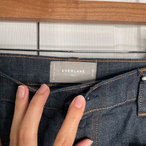 Everlane Slim Dark Wash Blue Cotton Blend Denim Jeans Men's Size 40x34 NWT - Picture 4 of 9